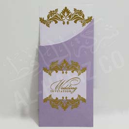 Metallic Gold & Silver Embellished Wedding Card light blue